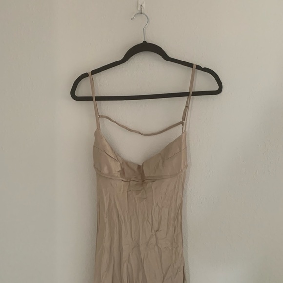 ZARA CHAMPAGNE SATIN EFFECT SLIP DRESS size large new tags - Picture 10 of 16